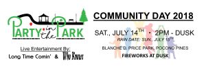 Party in the Park Community Day 2018 Invitation.