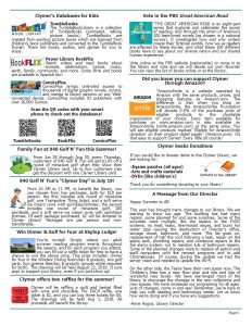 July 2018 Clymer Library Activity Newsletter Page 2.