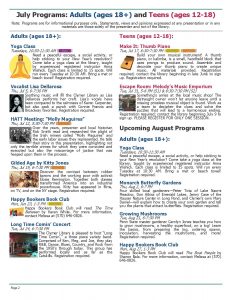 July 2018 Clymer Library Activity Newsletter Page 3.