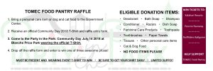 July 14th 2018 TOMEC Food Pantry Raffle Information.