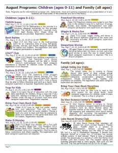 August 2018 Clymer Library Activity Calendar Page 4.