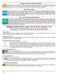 October 2018 Clymer Library Activity Calendar Page 2.