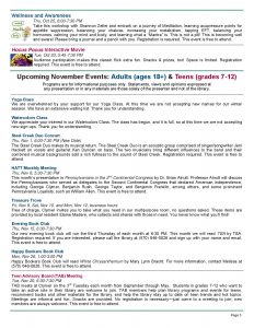 October 2018 Clymer Library Activity Calendar Page 3.
