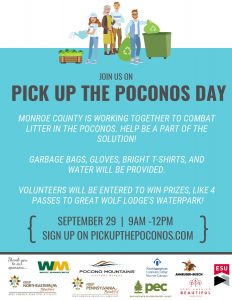 Pick Up the Poconos Day invitation and information for September 29th 2018.