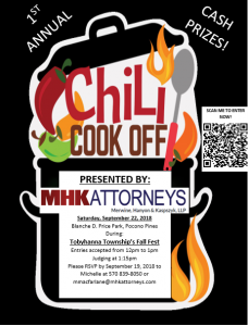MHK Attorneys Chili Cook Off invitation for September 22nd 2018.